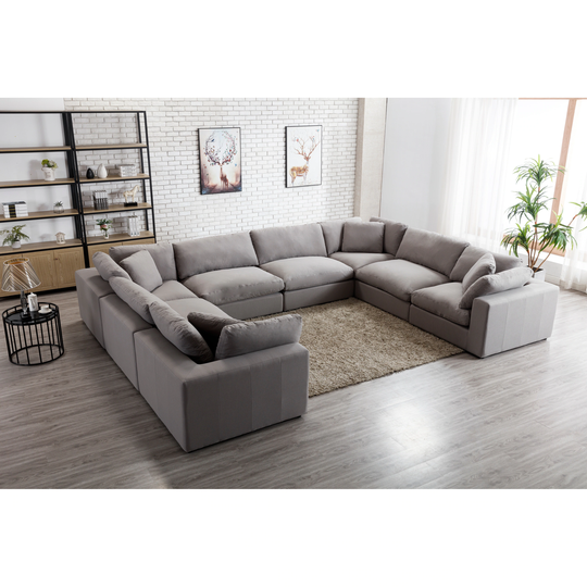 Roundhill Furniture Rivas Contemporary Feather Fill 8-Piece Modular Sectional Sofa