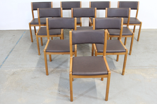 Set Of 10 Danish Modern Jl Moller Teak Side Dining Chairs