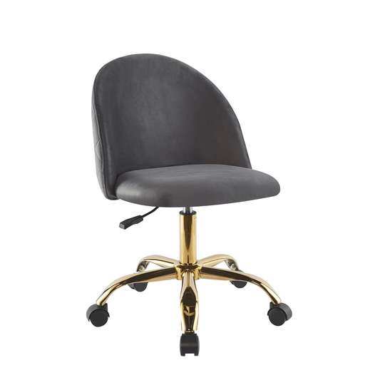 Porthos Home Hux Office Chair, Velvet Upholstery, Gold Chrome Legs