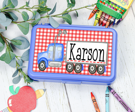 Semi Truck Personalized Pencil Box | Kids School Supplies Back To