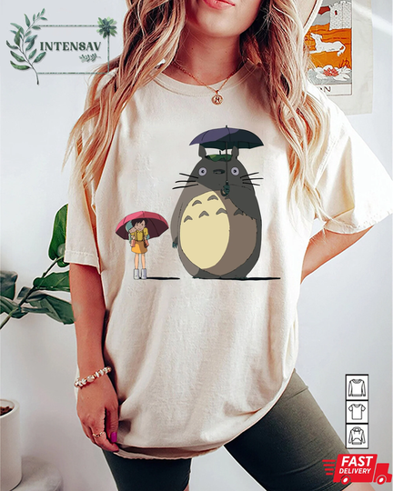Cute Totoro Rainy Comfort Colors® Shirt, Studio Ghibli Anime Spirited Away My Neighbour Totoro, Mononoke, Shirt