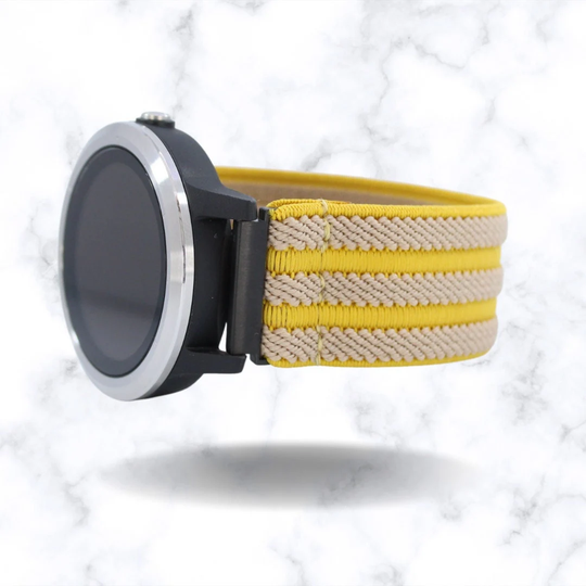 Elastic Watch Band For Garmin Venu 2S - Includes 18mm Adapters Yellow Gold Textured Amber Holiday Xmas Easter Gift Boho Strap