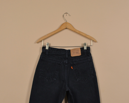 Levi's 550 Size 25 Black Petite Relaxed Student Fit Vintage Denim Jeans