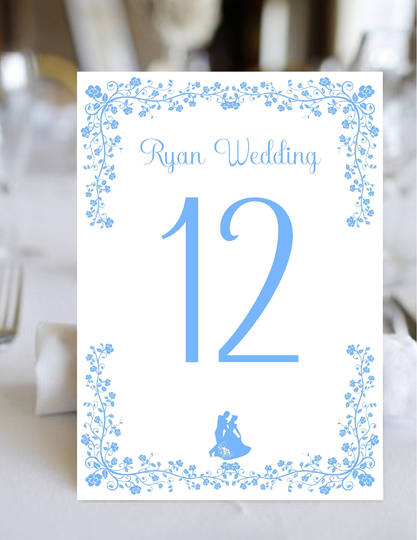 Cinderella Table Numbers For Weddings & Sweet 16 Birthday Quinceañera Cards