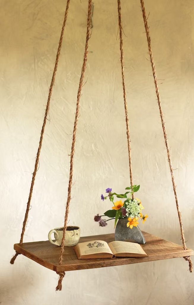 Hanging Table - Bed Side Scandinavian Suspended Hammock Nightstand End Reclaimed Wood Barn
