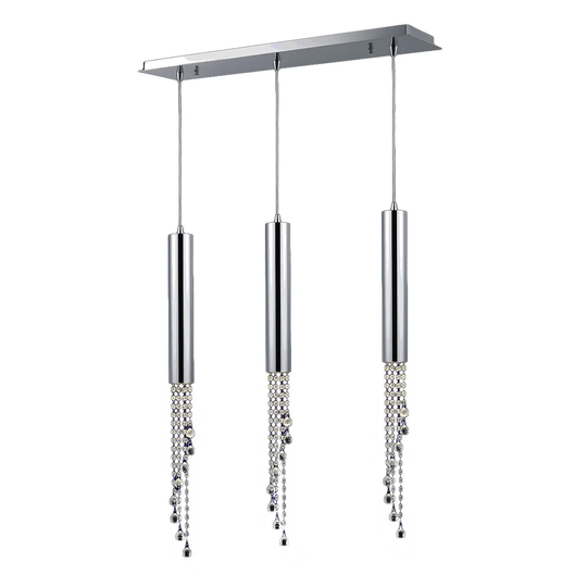 Crystal Rain 3-light LED Chrome Finish and Clear Crystal 36-inch High Ceiling Flush Mount