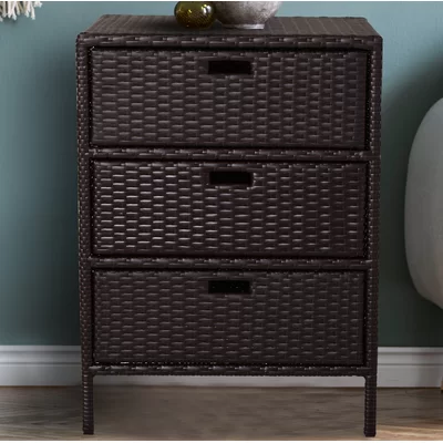 Aaban Poolside Rattan Wicker 3 Drawer Storage Chest