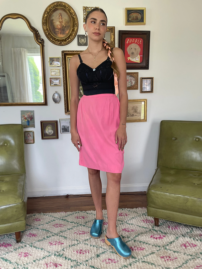 1960S Bubblegum Pink High Waisted Pencil Skirt Size Small