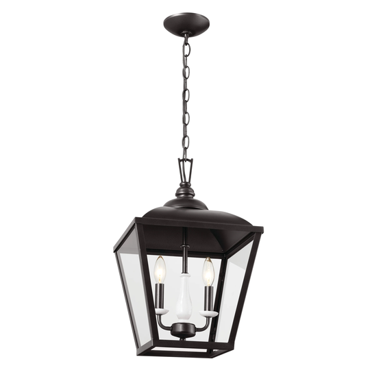 Kichler Lighting Dame 19 inch 2-Light Foyer Pendant Anvil Iron with Clear Glass