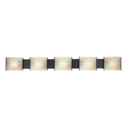 Alico Pannelli Oil Rubbed Bronze and Hand-Molded Honey Alabaster Glass 5-light Vanity