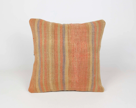 Pillow Sham in Bosporus Antique, Chair Kilim Cover, Handmade Rug Cushion 14 X Square Natural Wool, Cotton Back + Zip