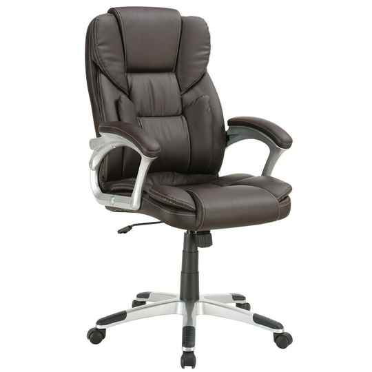 Coaster Company Brown Leatherette Rolling Office Chair - 26" x 28.75" x 43"