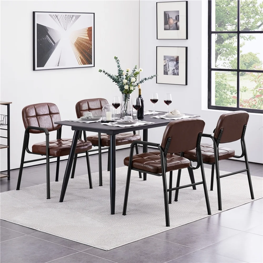 Yaheetech 2pcs Upholstered Leather Chairs with Armrest & Metal Frame