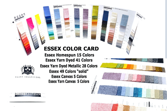 Essex By Robert Kaufman 143 Color Card Swatches 2.5"x1.25" Linen Cotten Blend