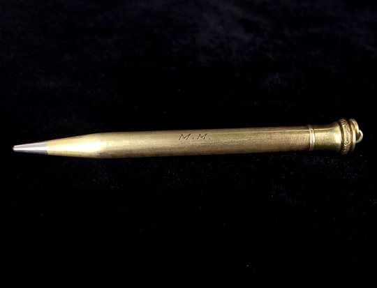 Antique Victorian 10K Yellow Gold Filled Mechanical Pencil Pendant Charm 4"/Memorabilia Writing