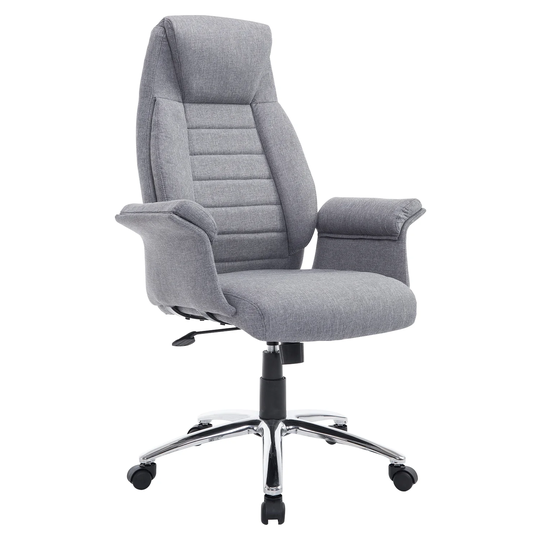 HOMCOM High Back Fabric Executive Chair with Padded Armrests, Ergonomic Home Office Chair with Headrest- Light Grey
