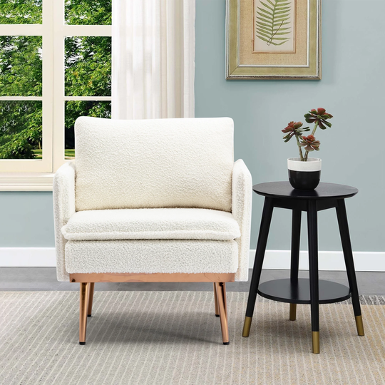 Polyester Upholstered Tufted Accent Chair With Rose Golden feet