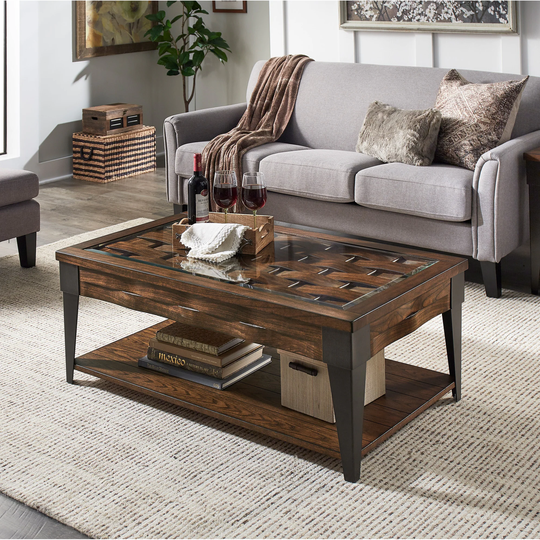 Cain Dark Brown Wood and Metal Tables by iNSPIRE Q Modern