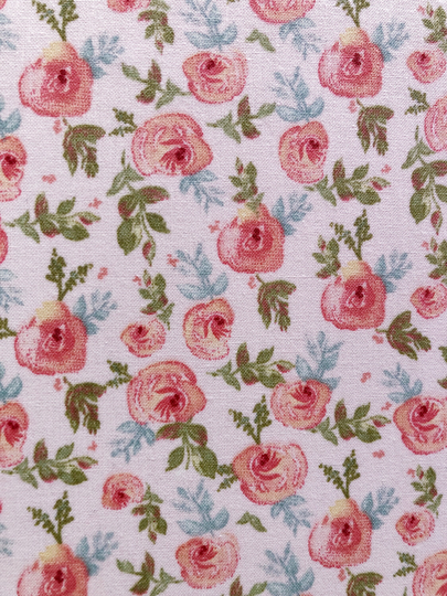 Mini Roses Blooming All Over Pink Floral Quilting Cotton Fabric By 1/4 Or 1/2 Yard Fat Quarter, Butterfly & Mini Flower