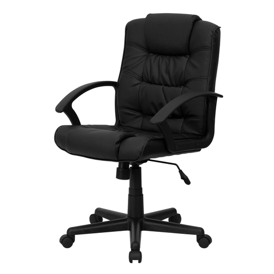 Delacora 27" Wide LeatherSoft Blend Swivel Office Chair with Arms and - Black