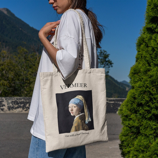 Vermeer Girl With A Pearl Earring Tote Bag -Aesthetic Tote Bag, Artsy Bag, Art Bag, Aesthetic Tote, Vermeer Bag, Vermeer Bag
