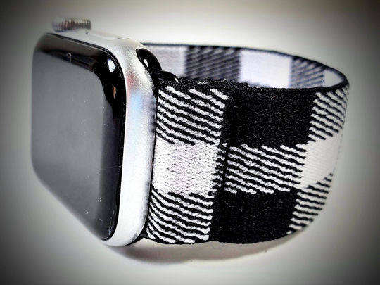 Black White Buffalo Check Elastic Watch Band Apple Watch-Plaid Band-38mm 40mm 41mm 42mm 44mm 45mm;all Series(Models 1 -8 & Se