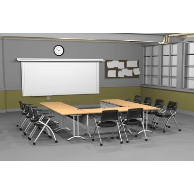 10 Person Training Meeting Seminar Tables with Modesty Panels and 10 Chairs Complete Set