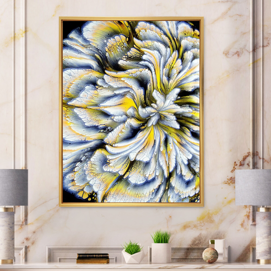Designart 'Colorful Mixed Abstract Fluid IX' Abstract Framed Canvas Wall Art