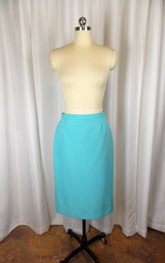 Robin's Egg Blue Knit Pencil Skirt 1970's 1980's