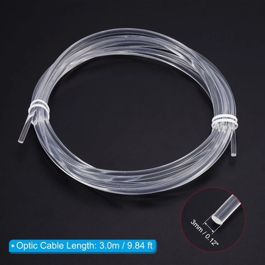 3mm 3.0m PMMA Side Glow Fiber Optic Cable Kit with 12V 1.5W LED Light Colorful