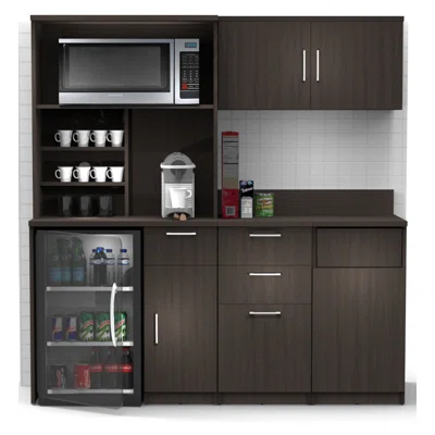 Buffet Sideboard Kitchen Break Room Lunch Coffee Kitchenette Cabinets 5Pc Espresso - Factory Assembled (Furniture Items Purchase Only)