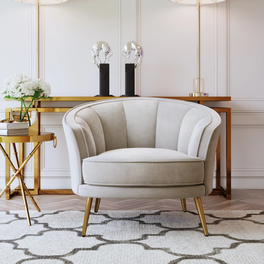 Modern Velvet Accent Barrel Chair, Upholstered Leisure Accent Chair