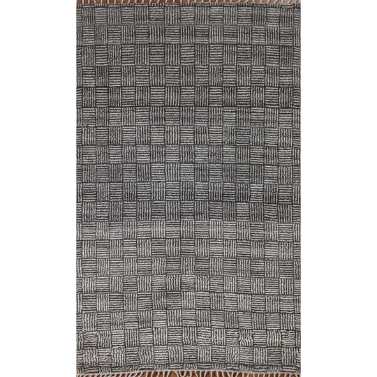 Multi-Color Geometric Moroccan Area Rug Handmade Wool Carpet - 5'3" x 7'11"