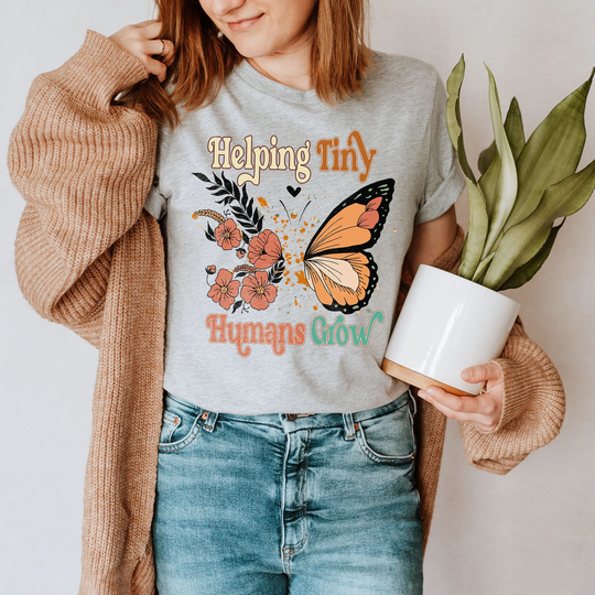 Helping Tiny Humans Grow Shirt Cute Labor & Delivery Nurse Gift For Neonatal Icu Pediatric Medical Hospital Tee L&d Obgyn