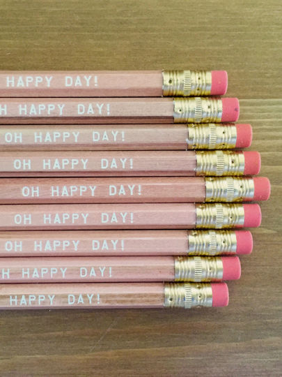 Oh Happy Day Pencil 6 Pack - Great Wedding Favors & Gifts, Shower Decor, Love Romantic Stocking Stuffer