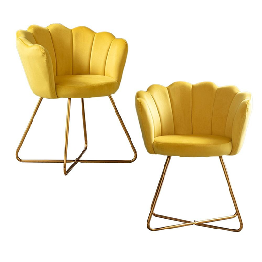 Lotus Linear Design Velvet Accent Chair, Living Room chair Suitable For Office, Lounge, Living Room, Set of 4