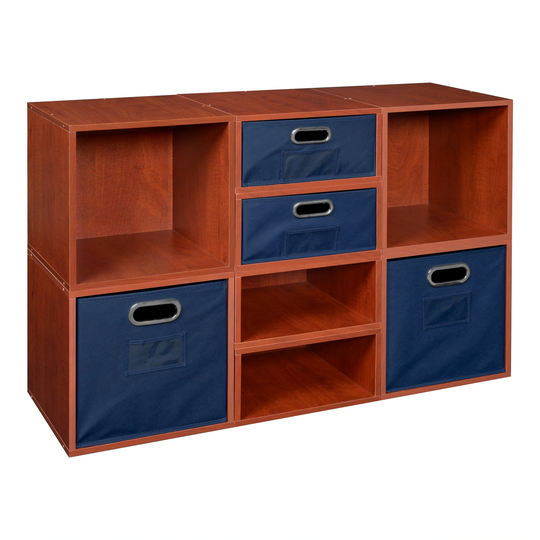 Noble Connect Storage Set- 4 Full Cubes/4 Half Cubes with Foldable Storage Bins- Cherry/Blue