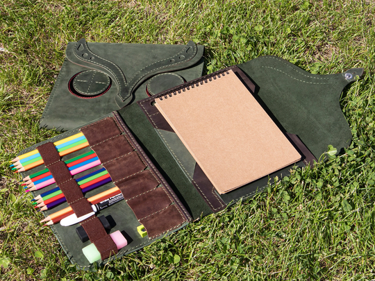Sketchbook Cover A5 With Pencils Artist Journal Sketch Pad Gift For Daughter Gifts Personalized Leather