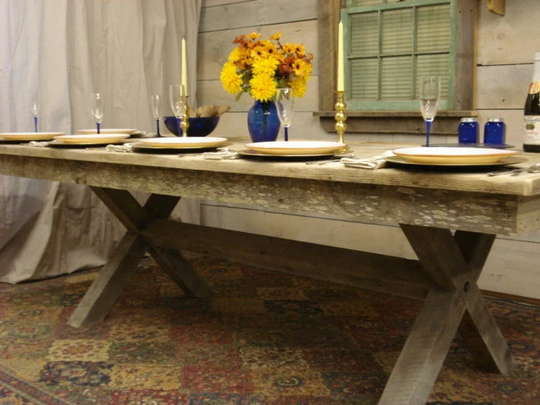 Driftwood Trestle Table | 82" X 38" 30 Or 36"H | Pictured Is 96"X 36"X 36" H
