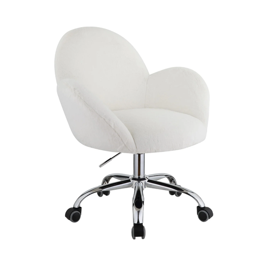 White Lapin Fabric Office Chair in Chrome