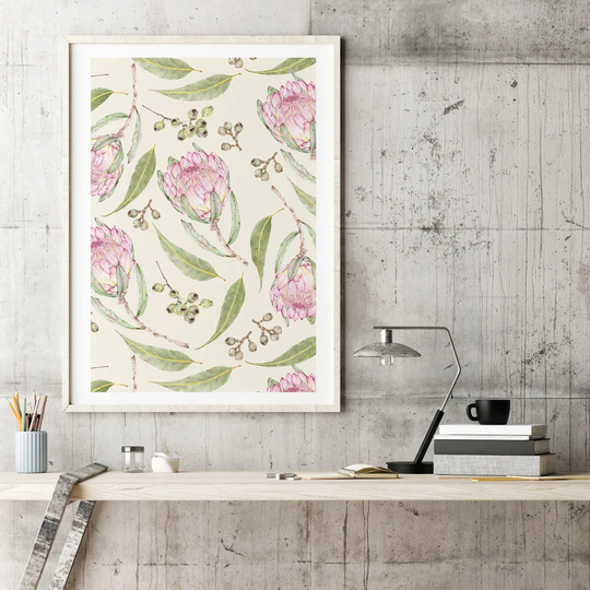 Botanical Poster, Botanical Print, Native Flowers, Flower Art Australian Native, Pencil Illustration, Art, Protea Pattern