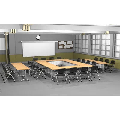 24 Person Training Meeting Seminar Tables with Modesty Panels and 24 Chairs Complete Set