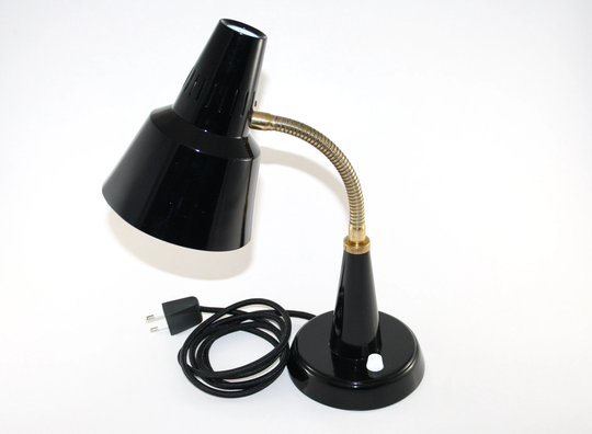 Lovely Vintage Table Lamp in Black & White Metal - Made Denmark 1950