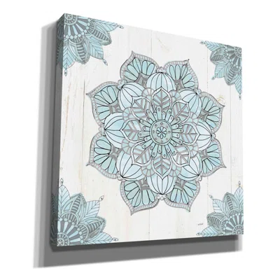 Mandala Morning V Blue and Gray by Anne Tavoletti - Wrapped Canvas Painting Print