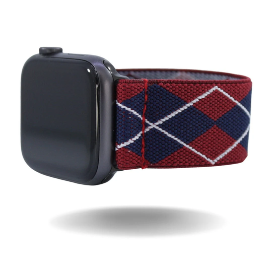 Elastic Watch Band For Apple - All Series | Models 1 8, Se, Ultra | Red Blue Argyle Uniform Wizard