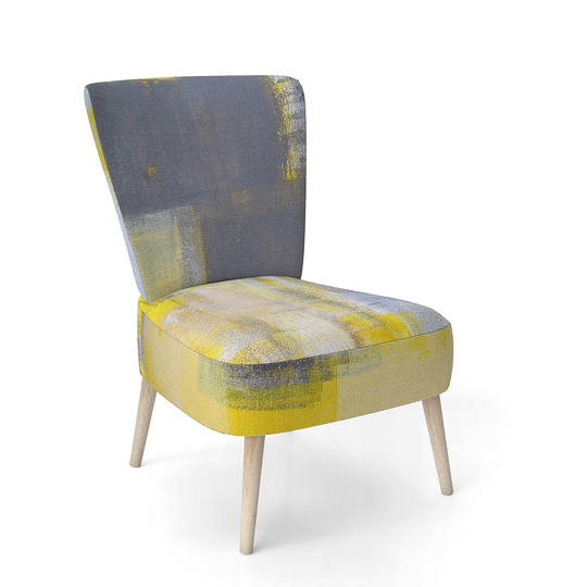 Designart 'Grey and Yellow Blur Abstract' Upholstered Mid-Century Accent Chair
