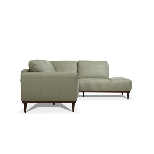 Carson Carrington Ullberga Airy Green Leather L-Shaped Sectional Sofa