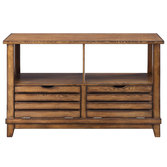 2 Doors and 2 Open Compartments Sofa Table in Oak Finish
