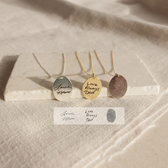 Your Fingerprint Necklace Silver Jewelry Handwriting Memorial Gift Gifts For Mom Nm48A