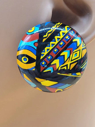 Colorful Retro Vintage Clip On Earrings, Colorful African Style Earrings